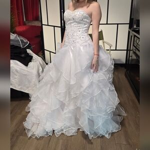 Elegant White Ruffled Wedding Gown